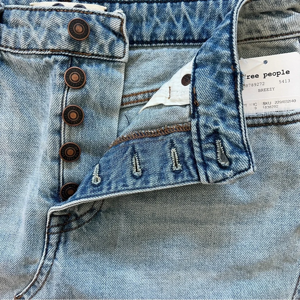 NWT Free People We The Free Denim Skirt Breezy Button Fly